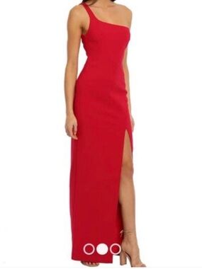 Likely One-Shoulder Red Evening Dress with Thigh Slit size 10 NWT
